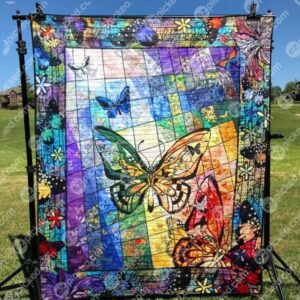 Colorful Butterflies Quilt Blanket Yhl3  Quilt
